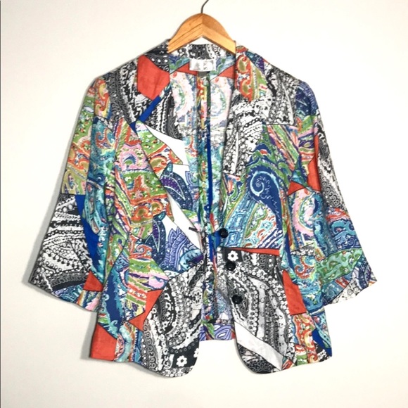 Alberto Makali Abstract Print Linen blazer - Picture 3 of 4